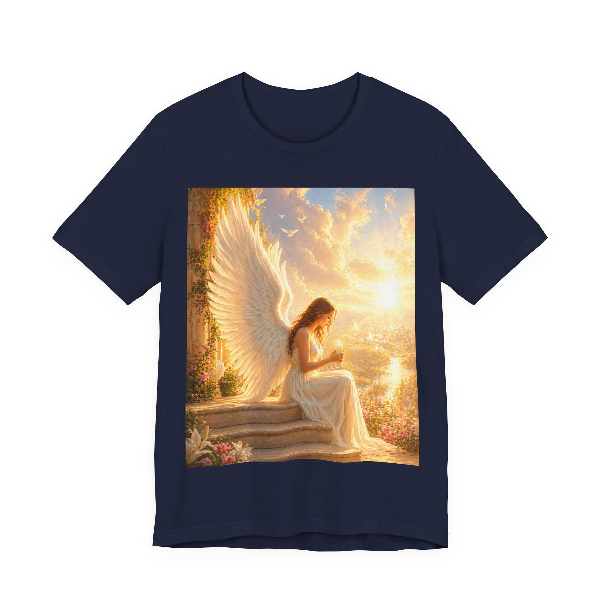 Angel Prayer T‑Shirt — Serene Winged Angel Graphic Tee for Spiritual Gifts & Memorials