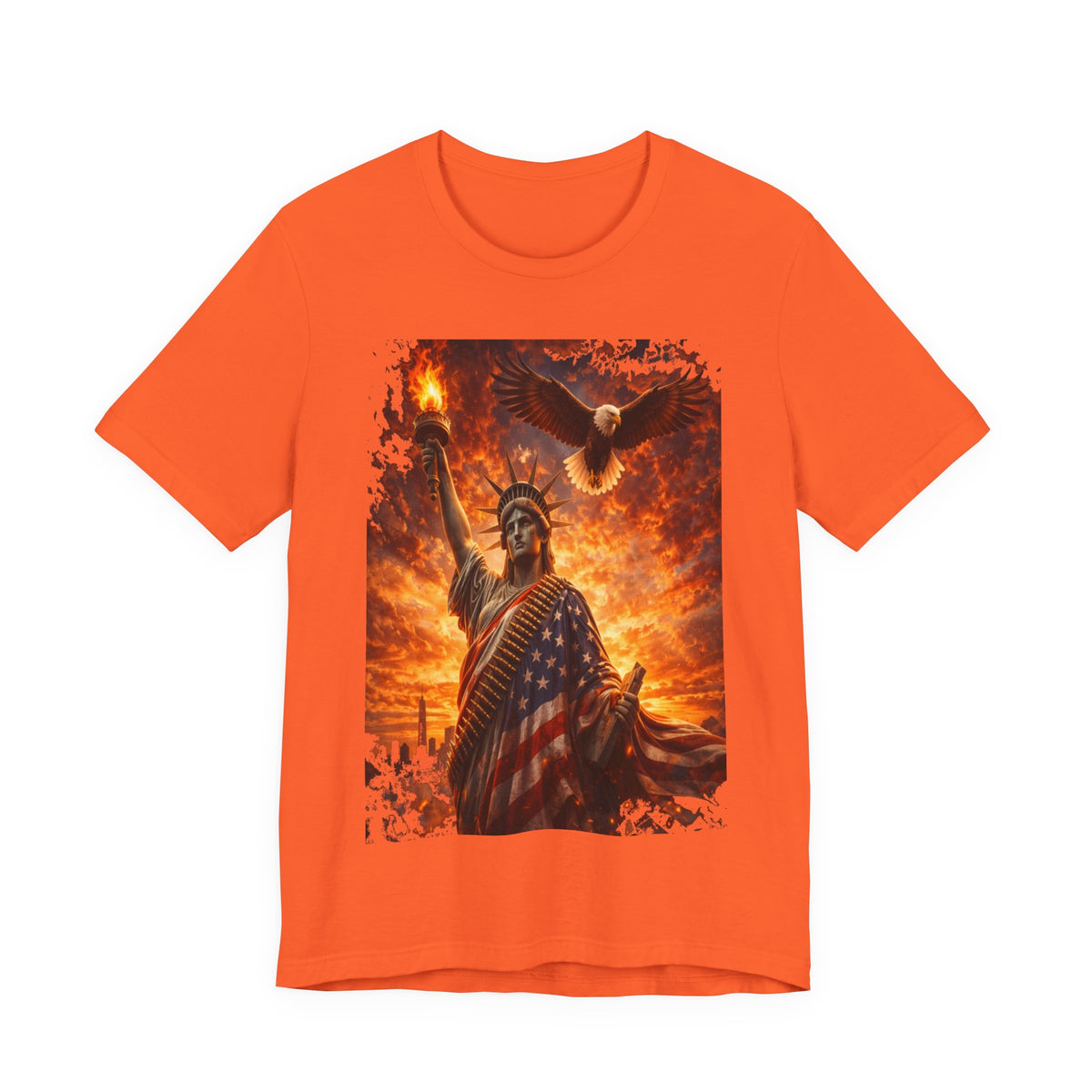 Liberty & Pride T-Shirt — Statue of Liberty with American Flag and Dove