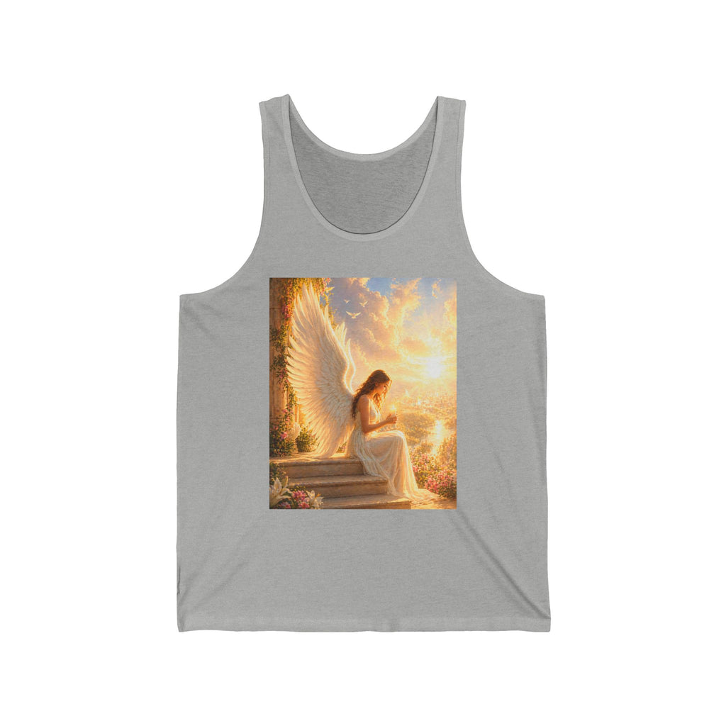 Angel Wings Tank Top — Serene Guardian Sunset Graphic Tank