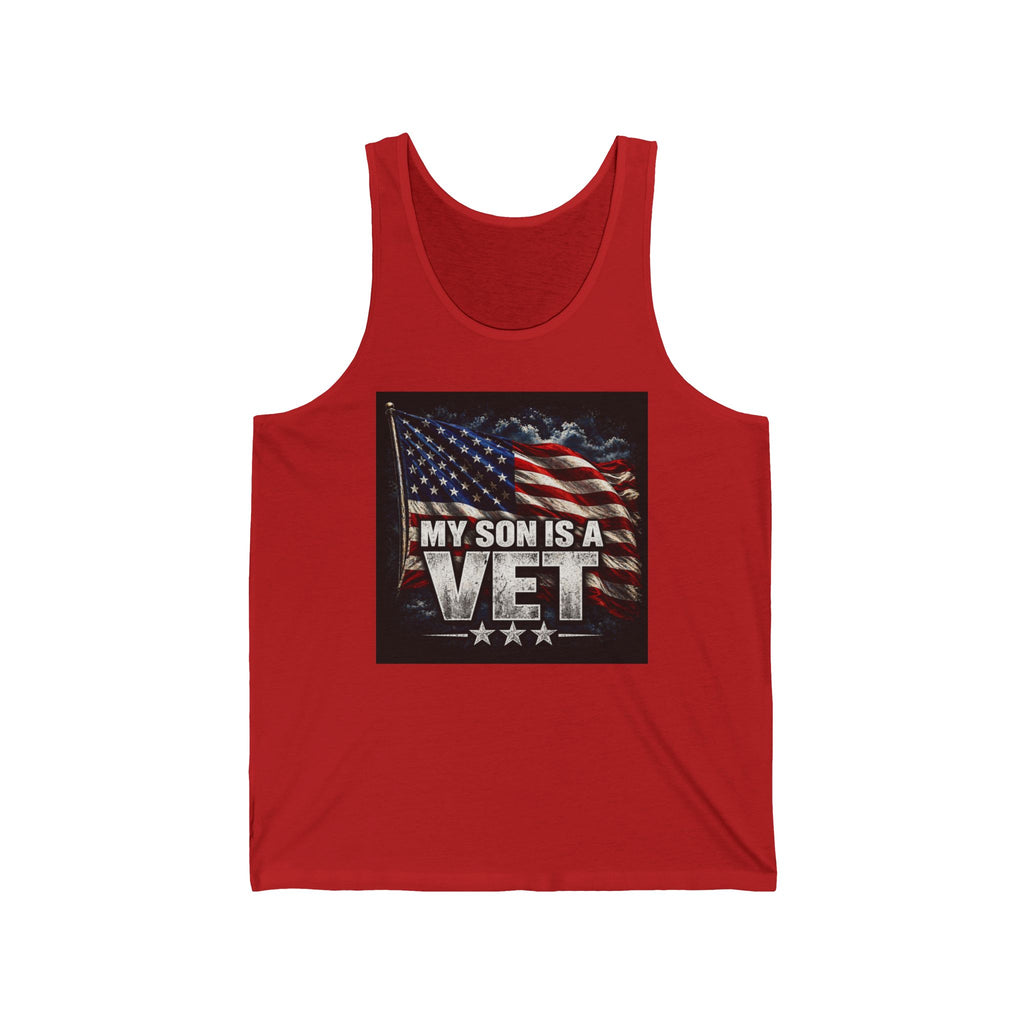 My Son Is A Vet Tank Top - Patriotic American Flag Veteran Support Tank