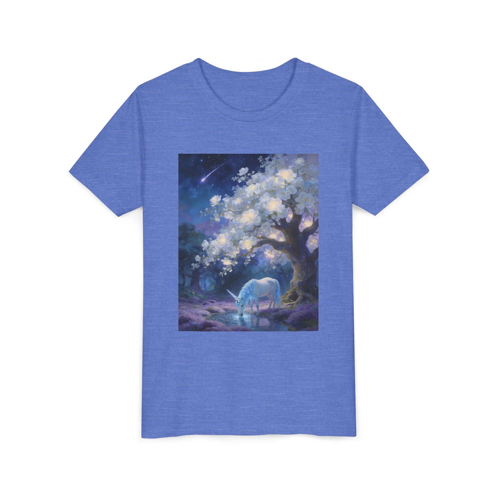 Youth Tee — Magical Night Unicorn Under Starry Tree