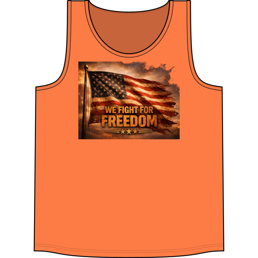 Patriotic Tank Top - "We Fight For Freedom" American Flag Concert Tank