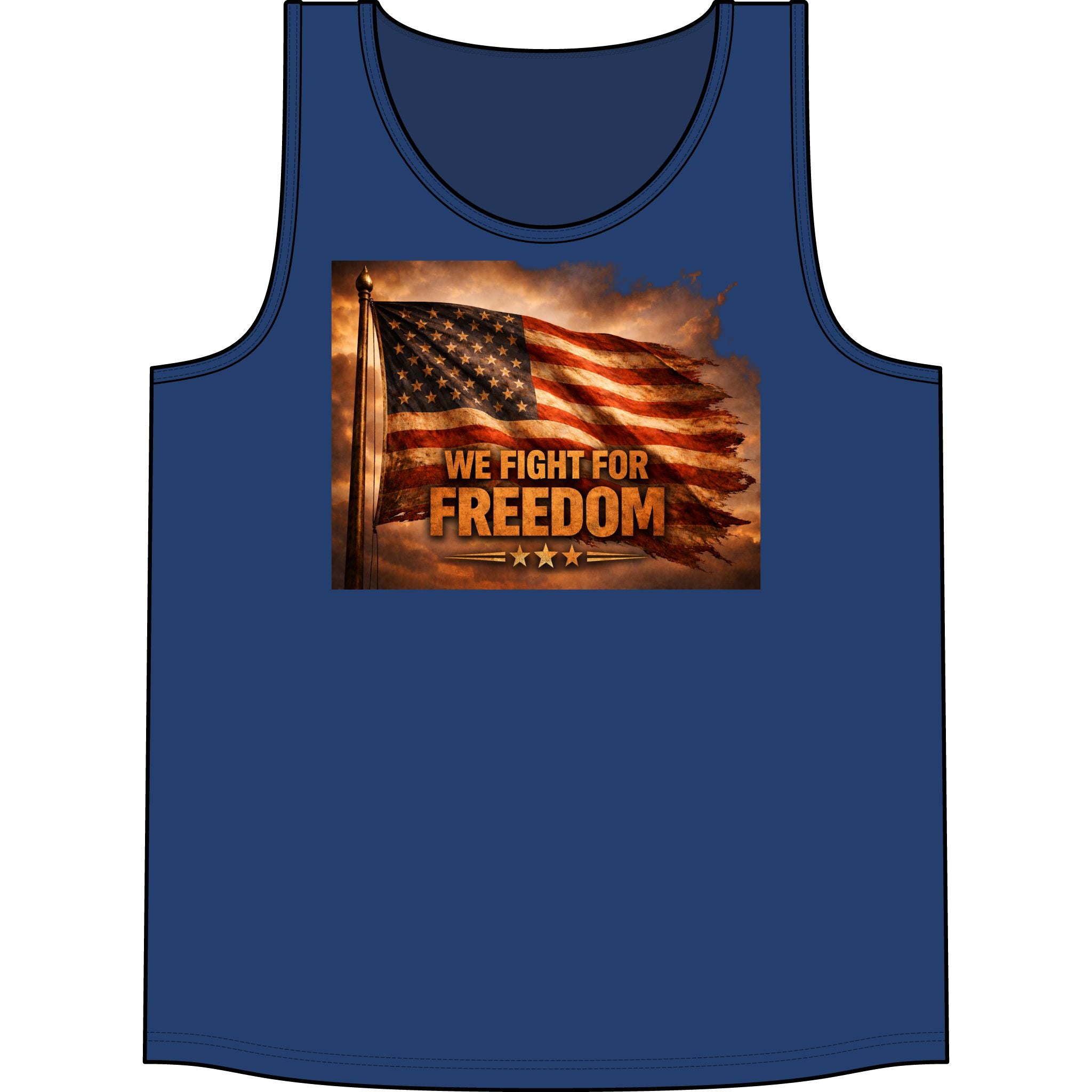 Patriotic Tank Top - "We Fight For Freedom" American Flag Concert Tank