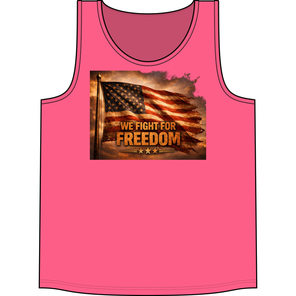 Patriotic Tank Top - "We Fight For Freedom" American Flag Concert Tank