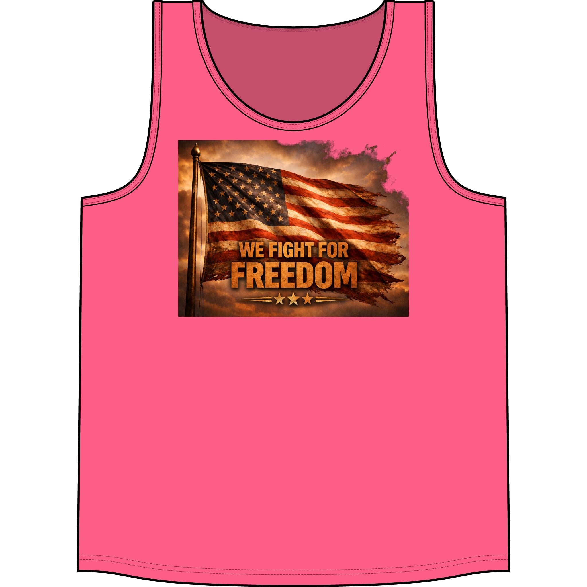 Patriotic Tank Top - "We Fight For Freedom" American Flag Concert Tank