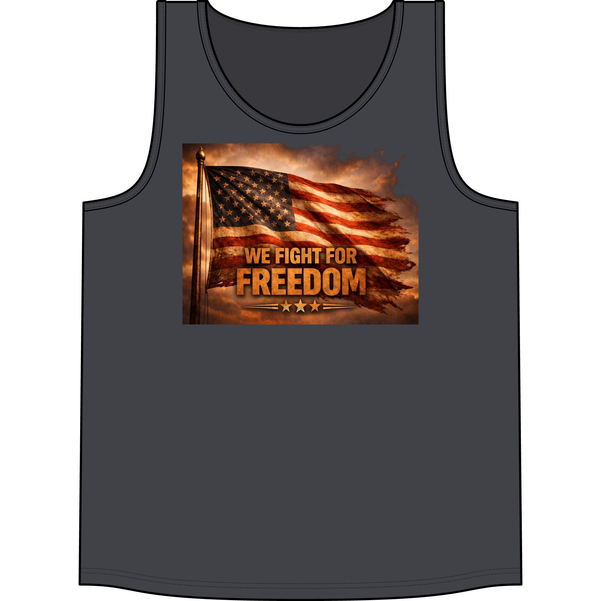 Patriotic Tank Top - "We Fight For Freedom" American Flag Concert Tank