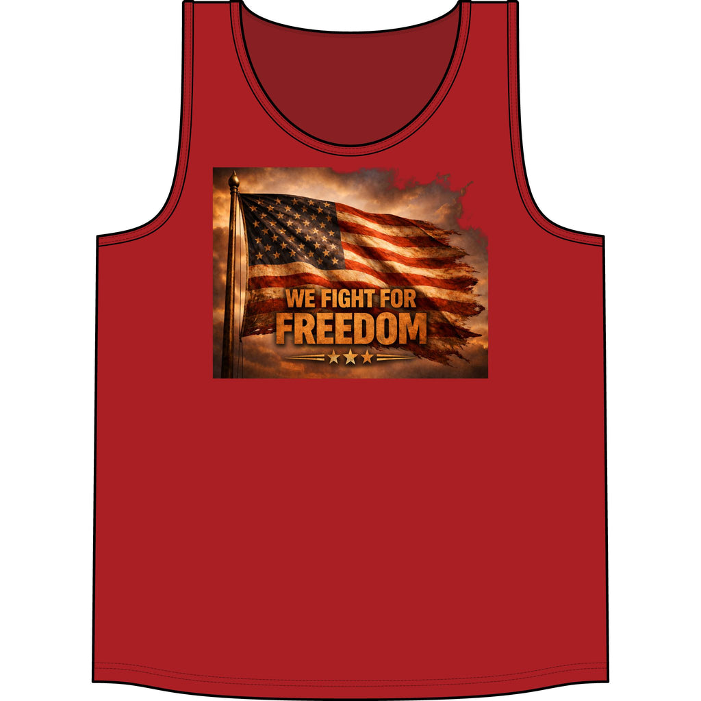 Patriotic Tank Top - "We Fight For Freedom" American Flag Concert Tank