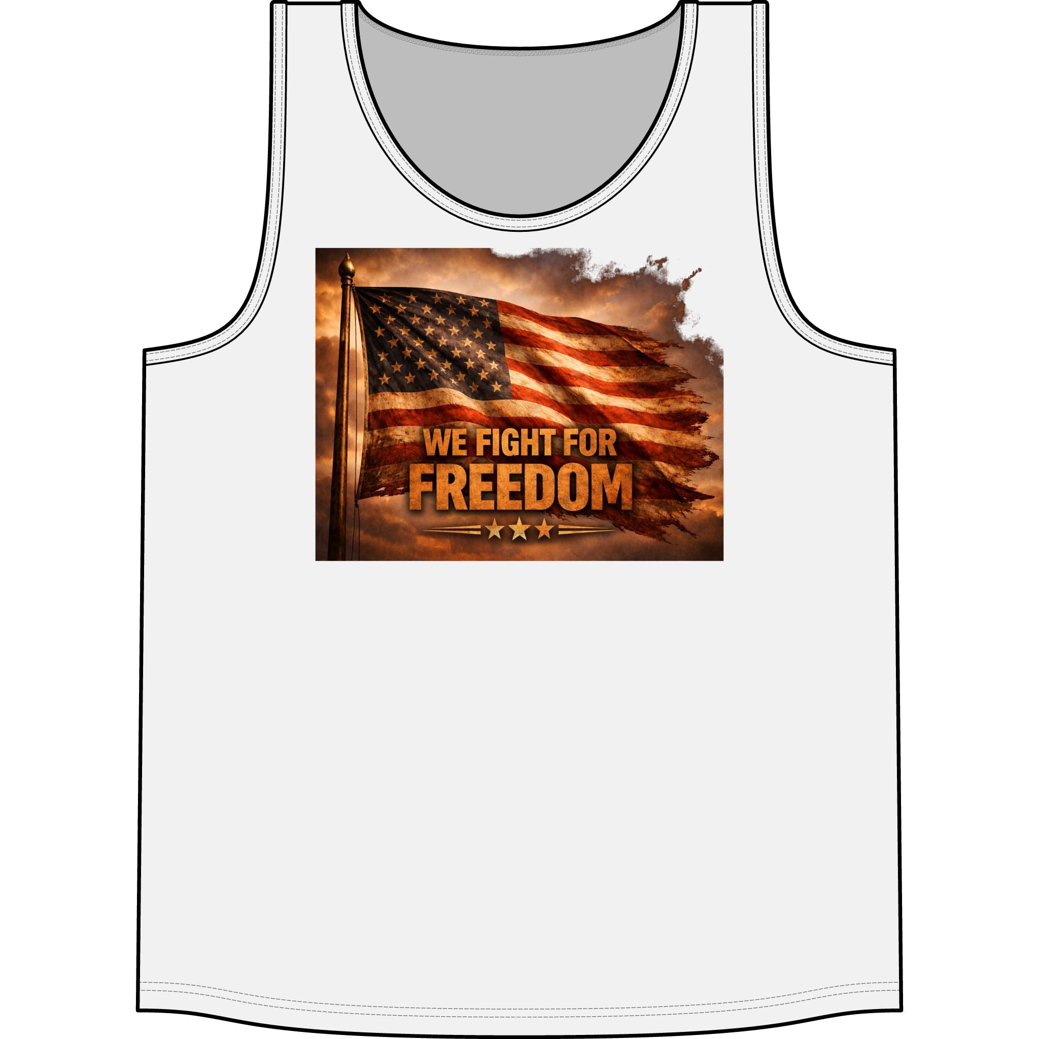 Patriotic Tank Top - "We Fight For Freedom" American Flag Concert Tank