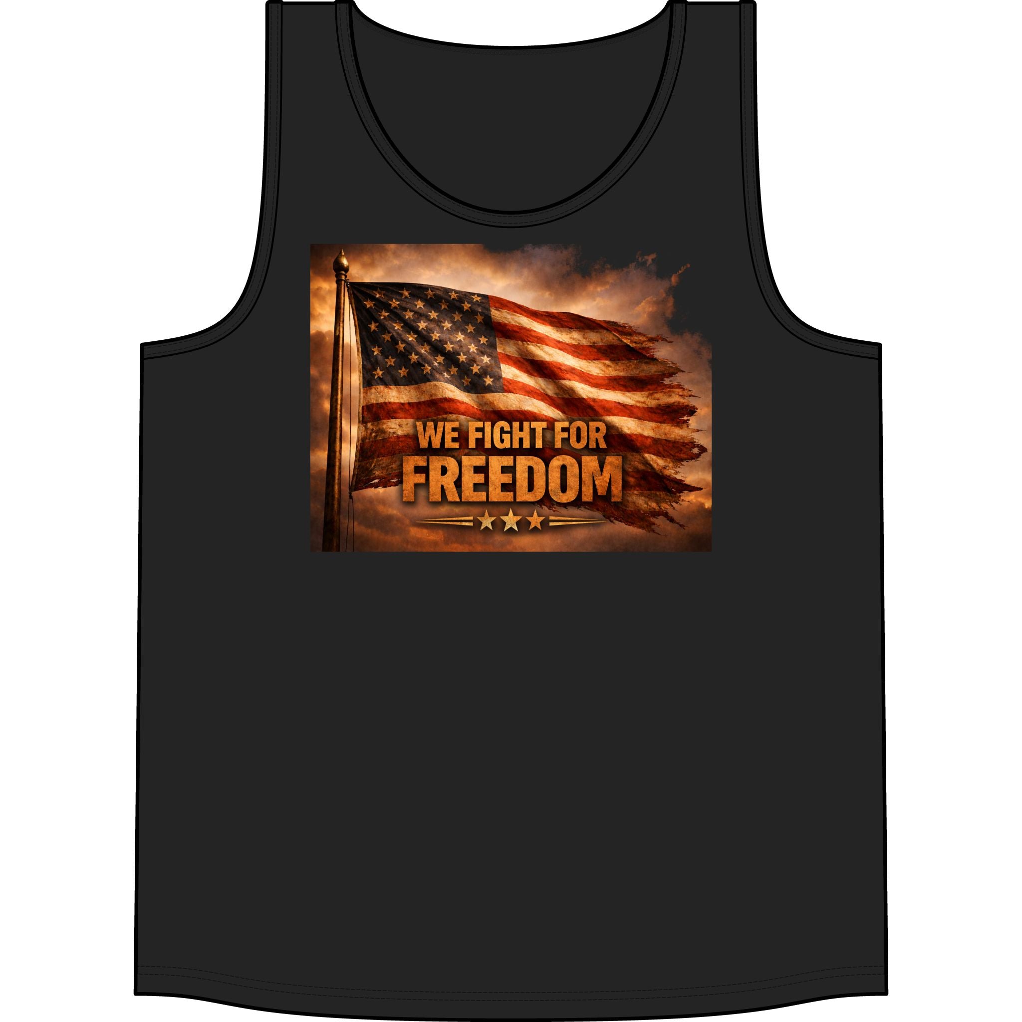 Patriotic Tank Top - "We Fight For Freedom" American Flag Concert Tank