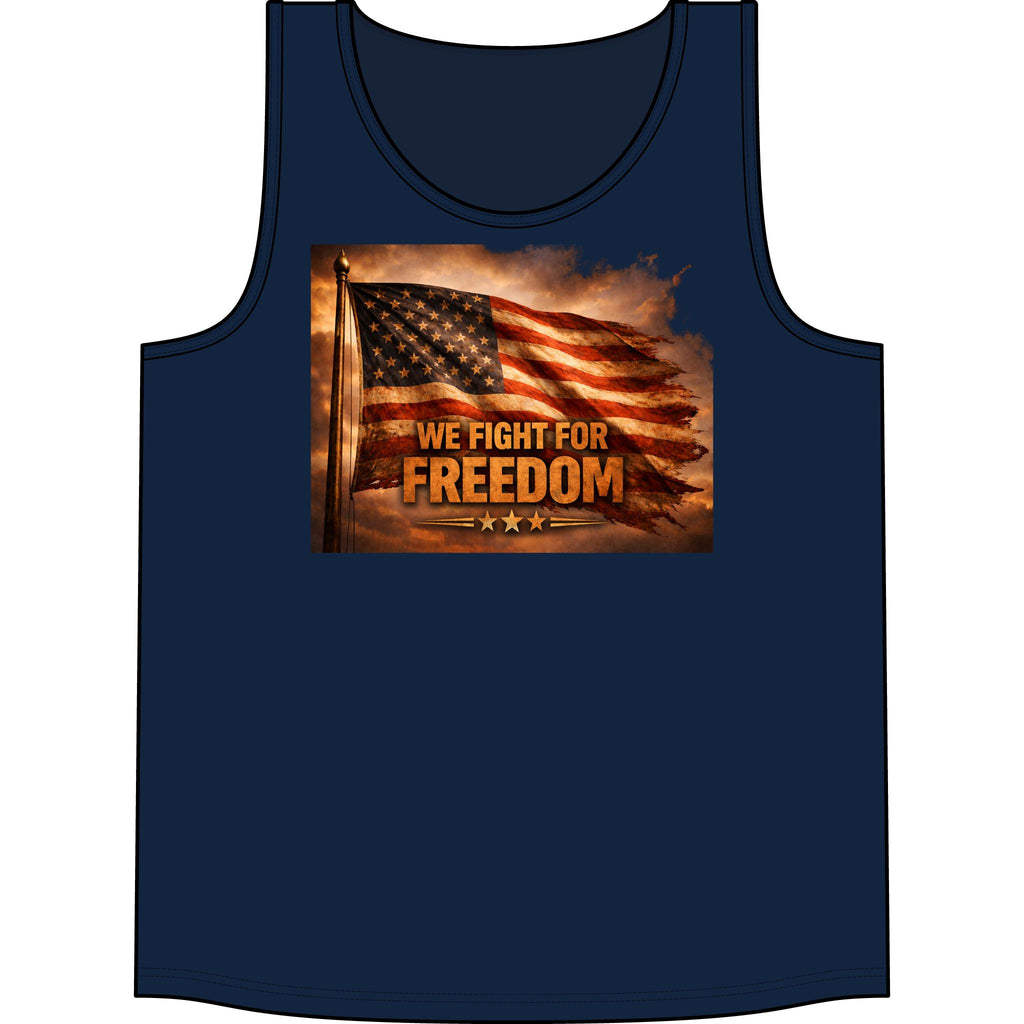 Patriotic Tank Top - "We Fight For Freedom" American Flag Concert Tank