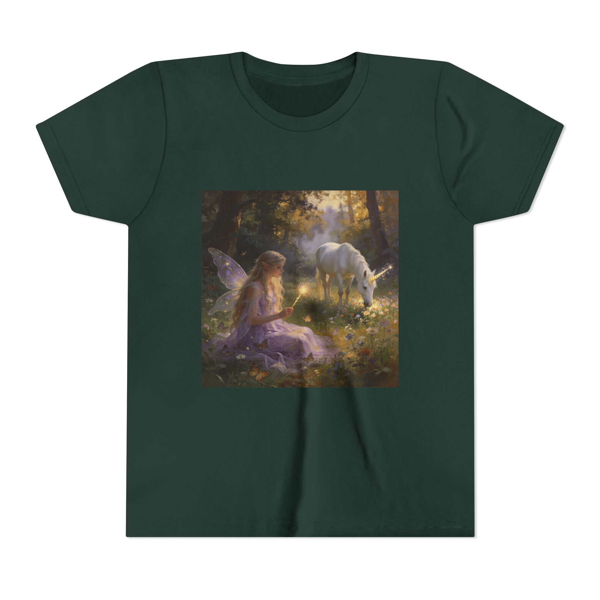 Youth Tee — Fairy and Unicorn Enchanted Forest Design