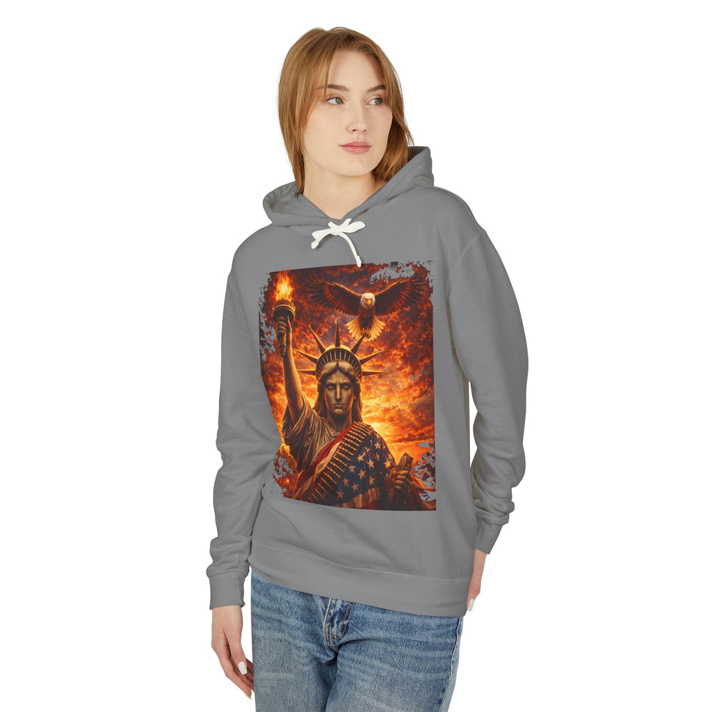 Statue of Liberty Flame Graphic Hoodie — Patriot Fire Art Sweatshirt