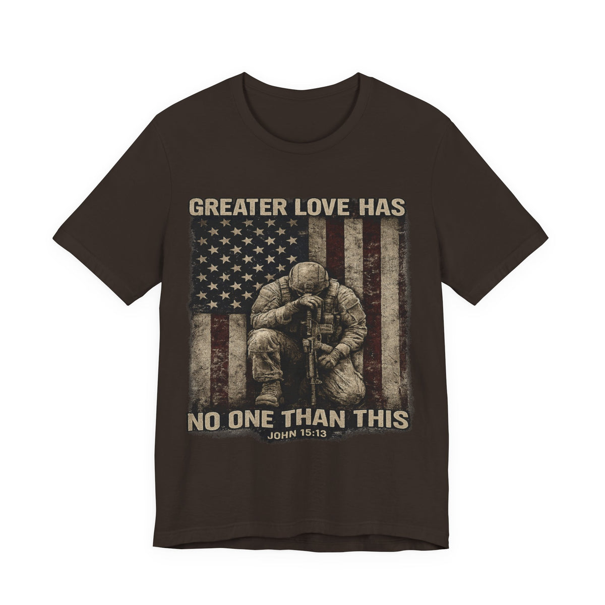 Military Tribute T-Shirt — "Greater Love Has No One Than This" Patriotic Veteran Tee