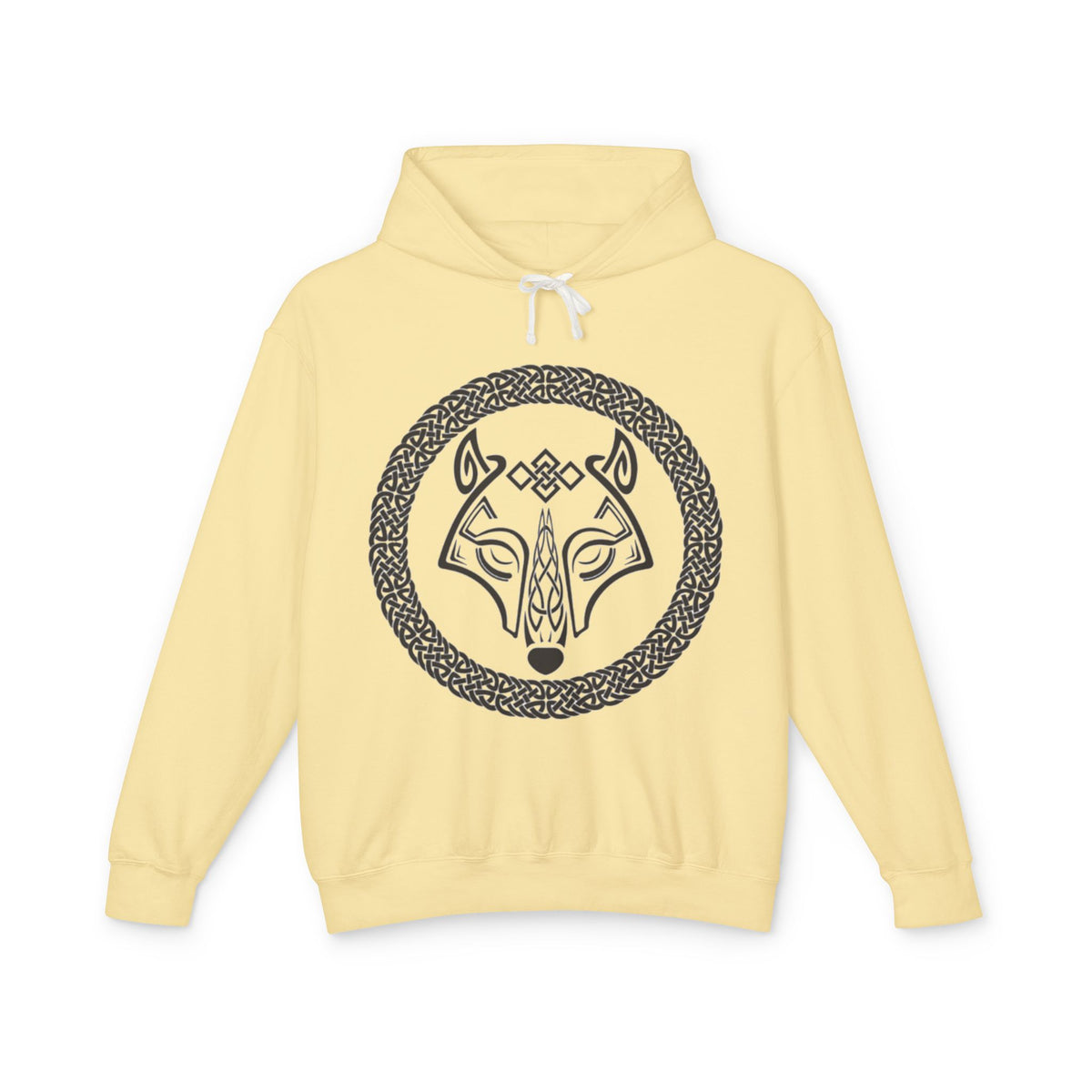 Viking Wolf Rune Hoodie — Norse Knotwork Fox/Wolf Circle Graphic Hoodie