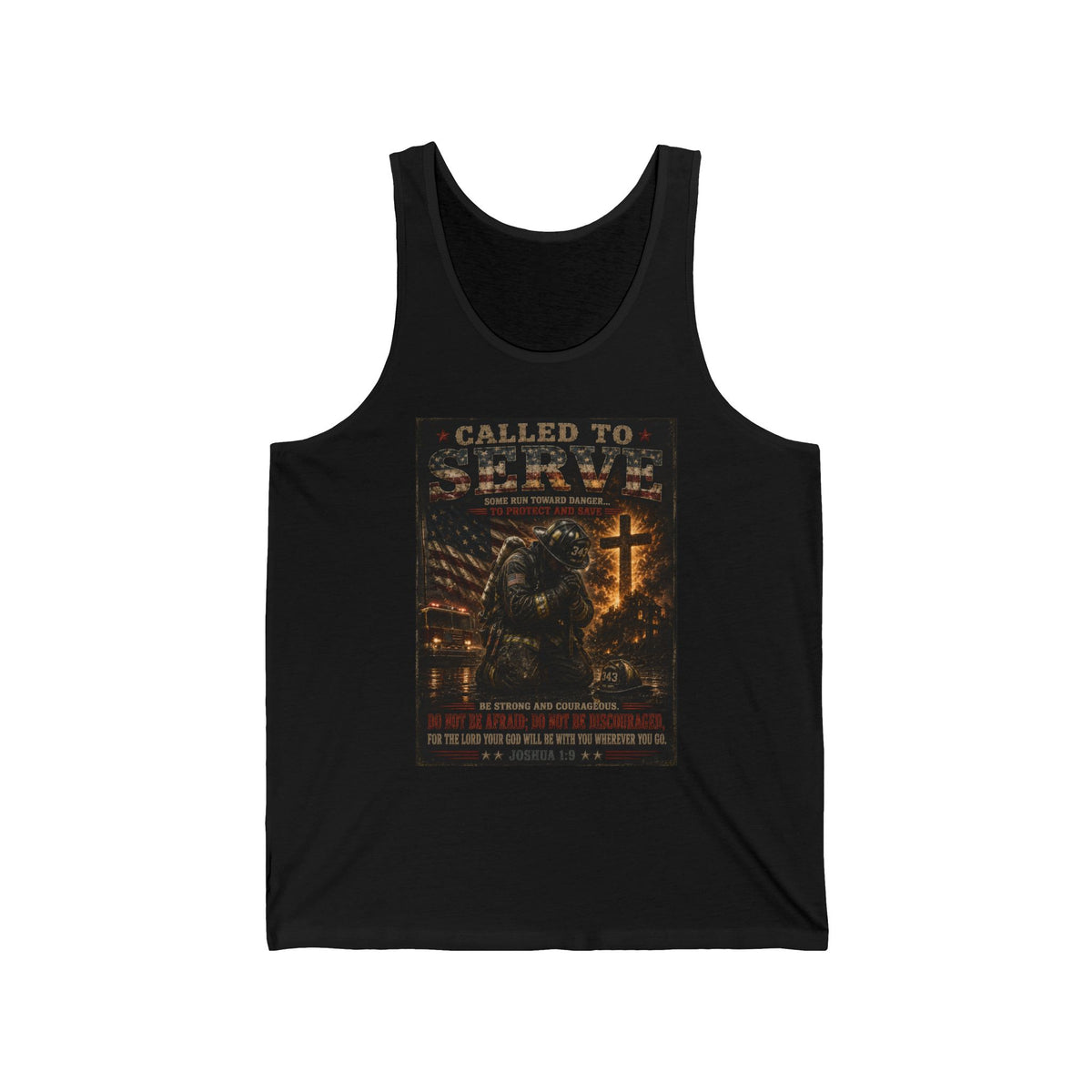 Called to Serve Military Tank Top — Patriotic Veteran Cross Graphic