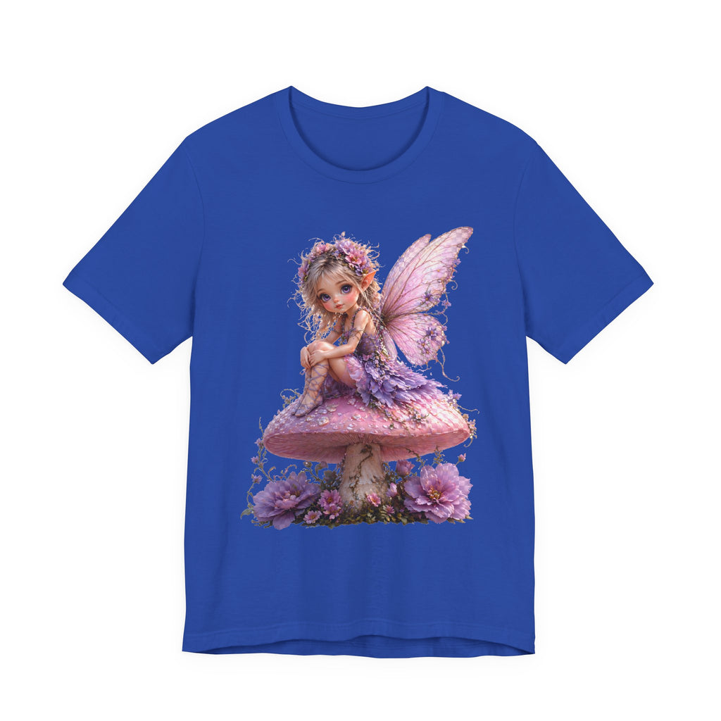 Fairy on Mushroom T-Shirt — Cute Pink Butterfly Fairy Graphic Tee for Kids & Adults
