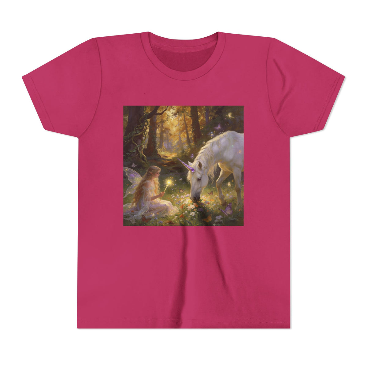 Youth Tee — Enchanted Forest Unicorn & Fairy Graphic