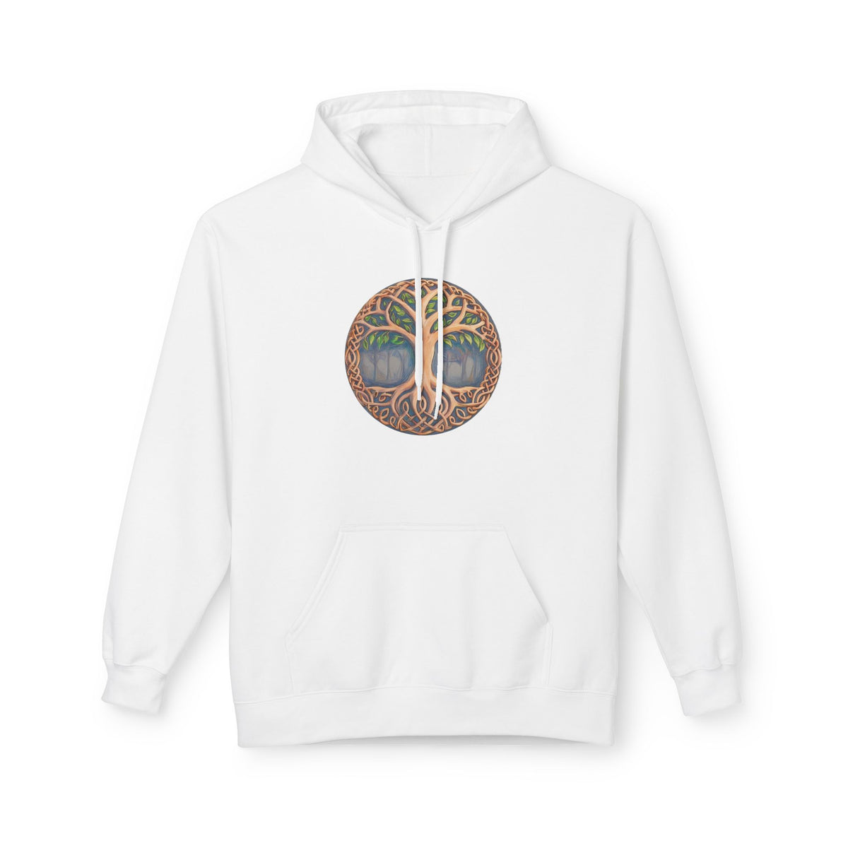 Yggdrasil Tree of Life Cotton Hoodie — Botanical Circle Art Sweatshirt