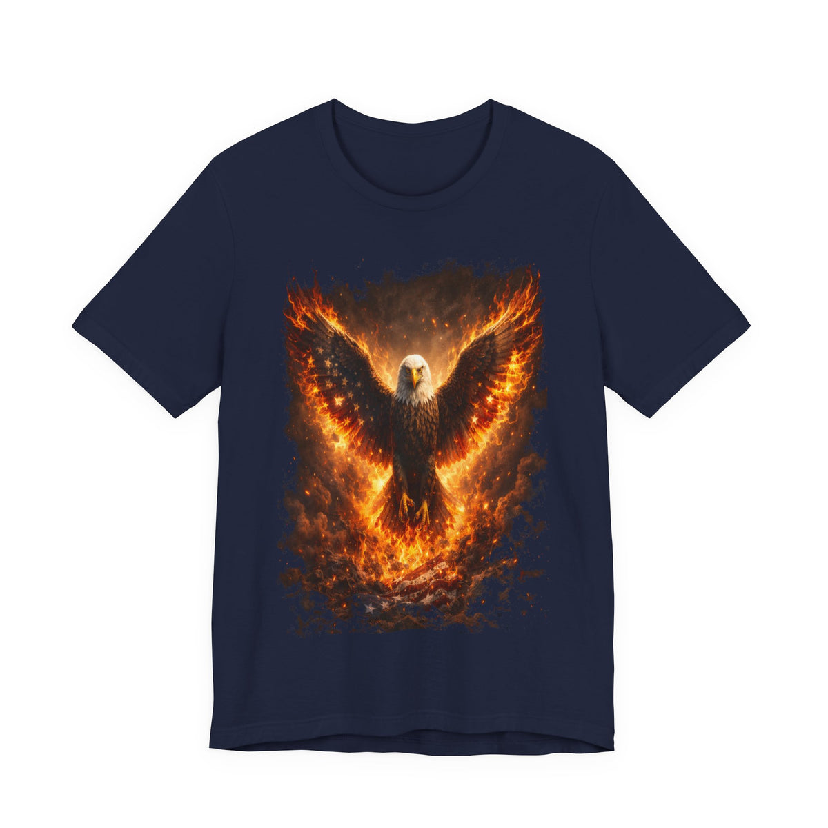 Fiery Eagle T‑Shirt — Flaming Bald Eagle Graphic Tee