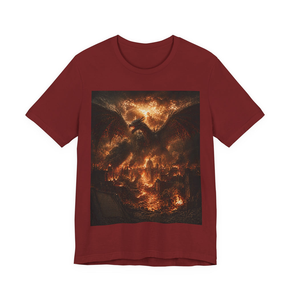 Demonic Dragon Fire End of times Tee — Dark Graphic Shirt of the final battel betten Satan and Miichael the arch angel