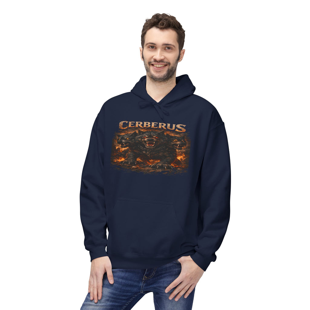 Gerberus Mythic Dog Hoodie — Fiery Cerberus Graphic Sweatshirt