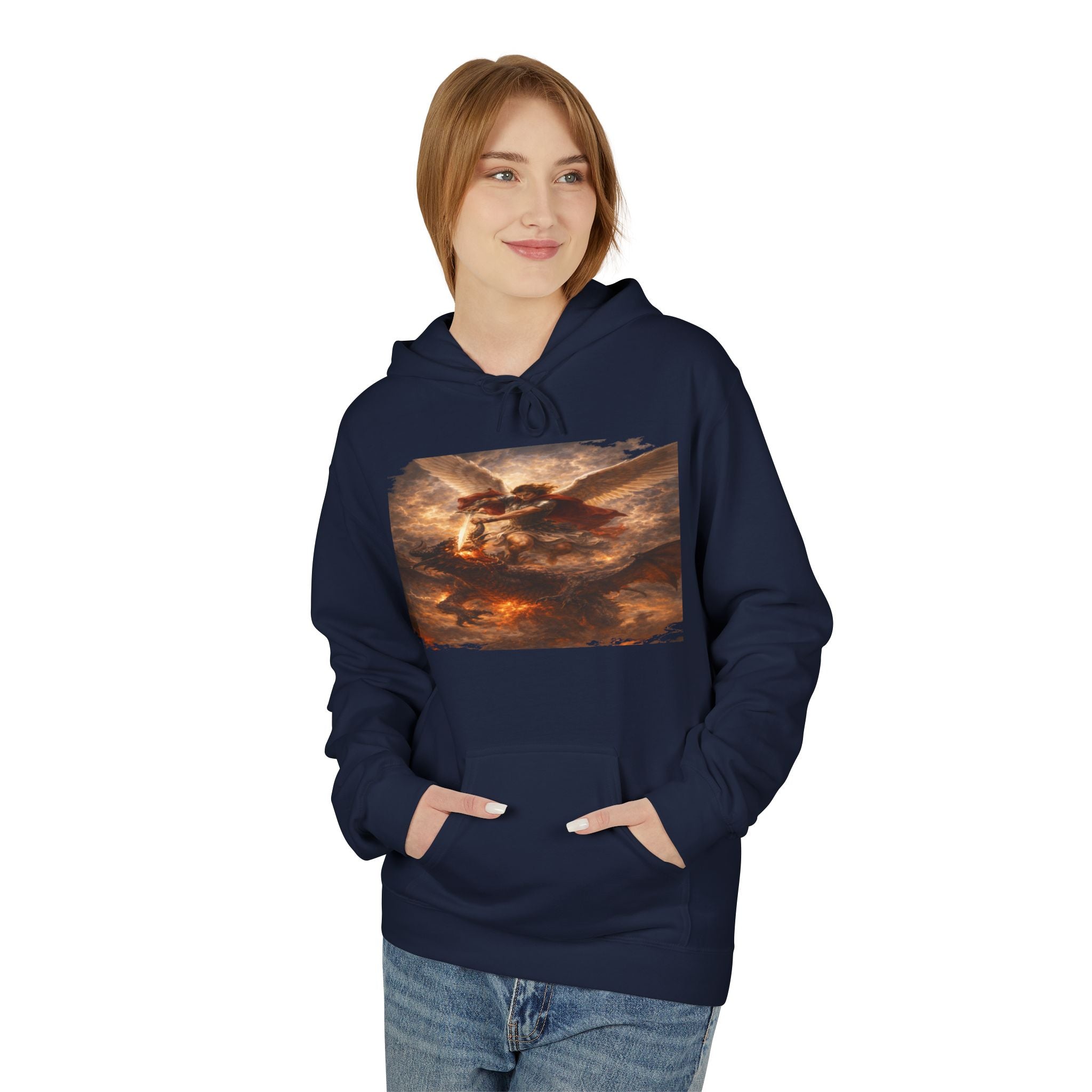 Revelation 12:7-12, where Michael and his angels battle the dragon in heaven- Pullover