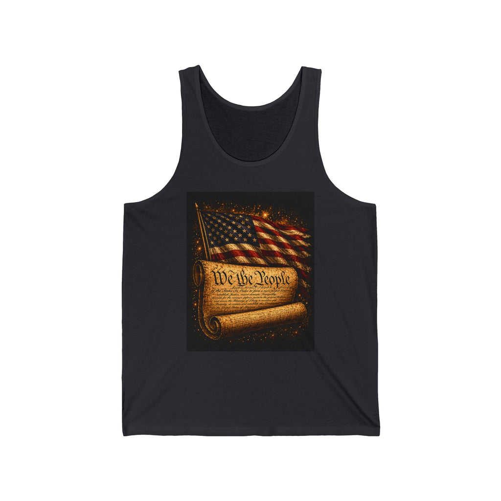 Patriotic "We the People" Tank Top – American Flag & Constitution Graphic
