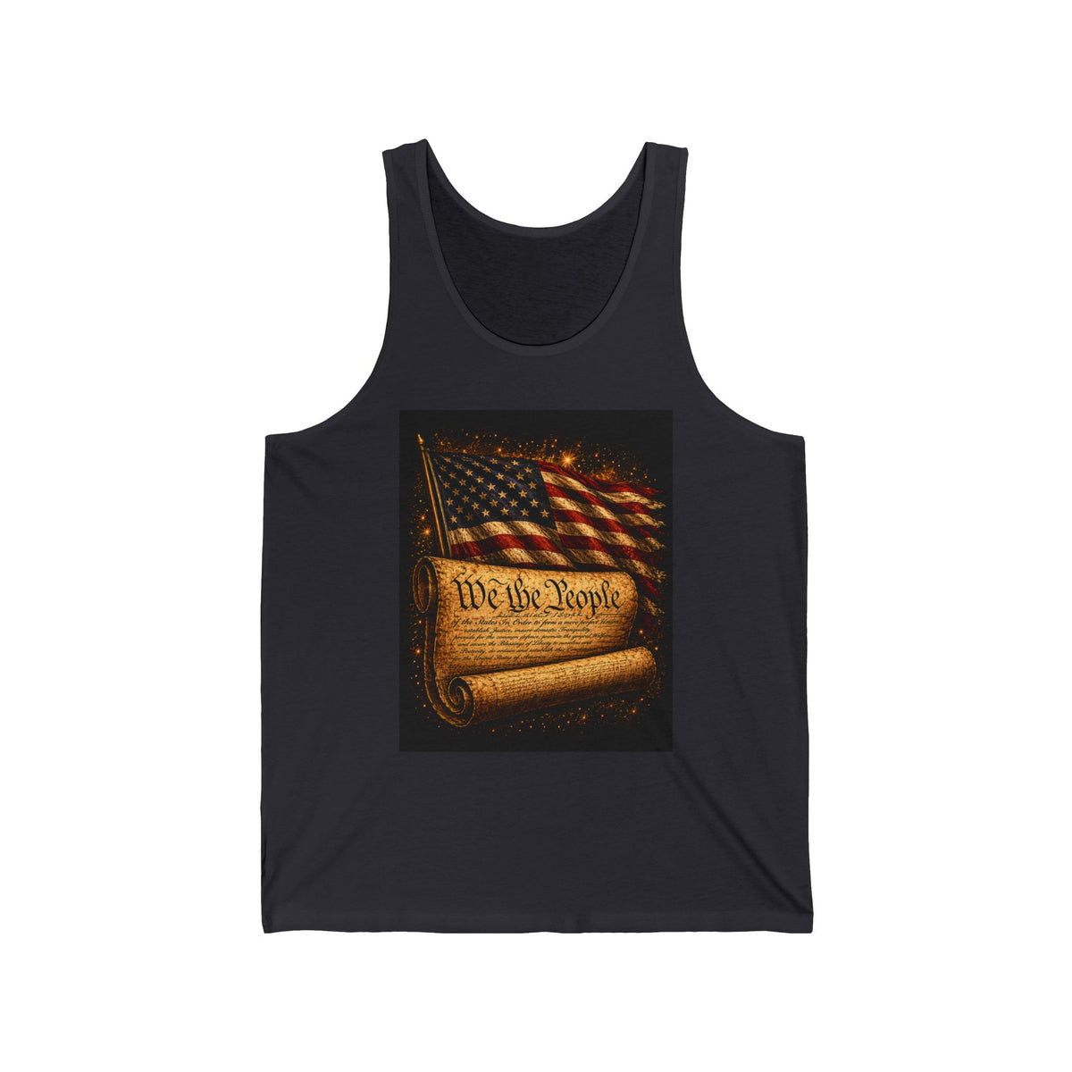 Patriotic "We the People" Tank Top – American Flag & Constitution Graphic