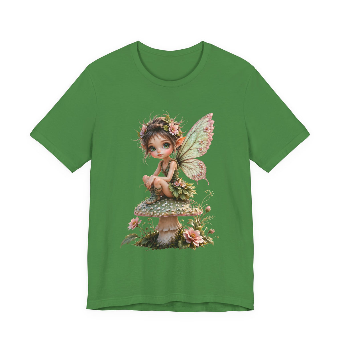 Fairy Mushroom Tee — Cute Woodland Fairy Sitting on Toadstool Graphic T-Shirt