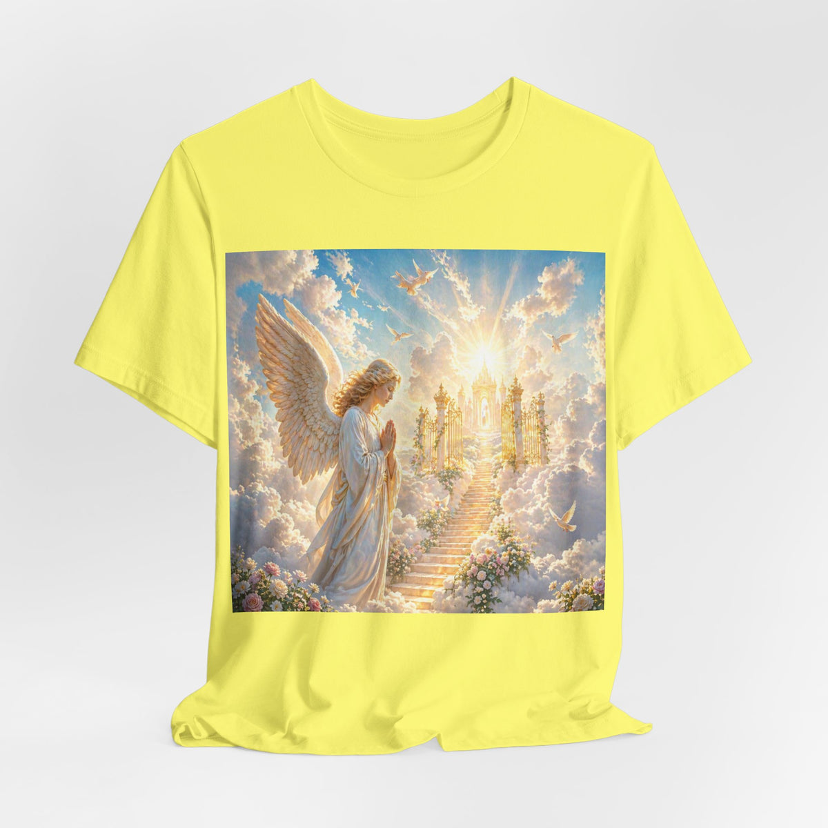 Heavenly Angel Stairway T-Shirt — Serene Christian Faith Tee