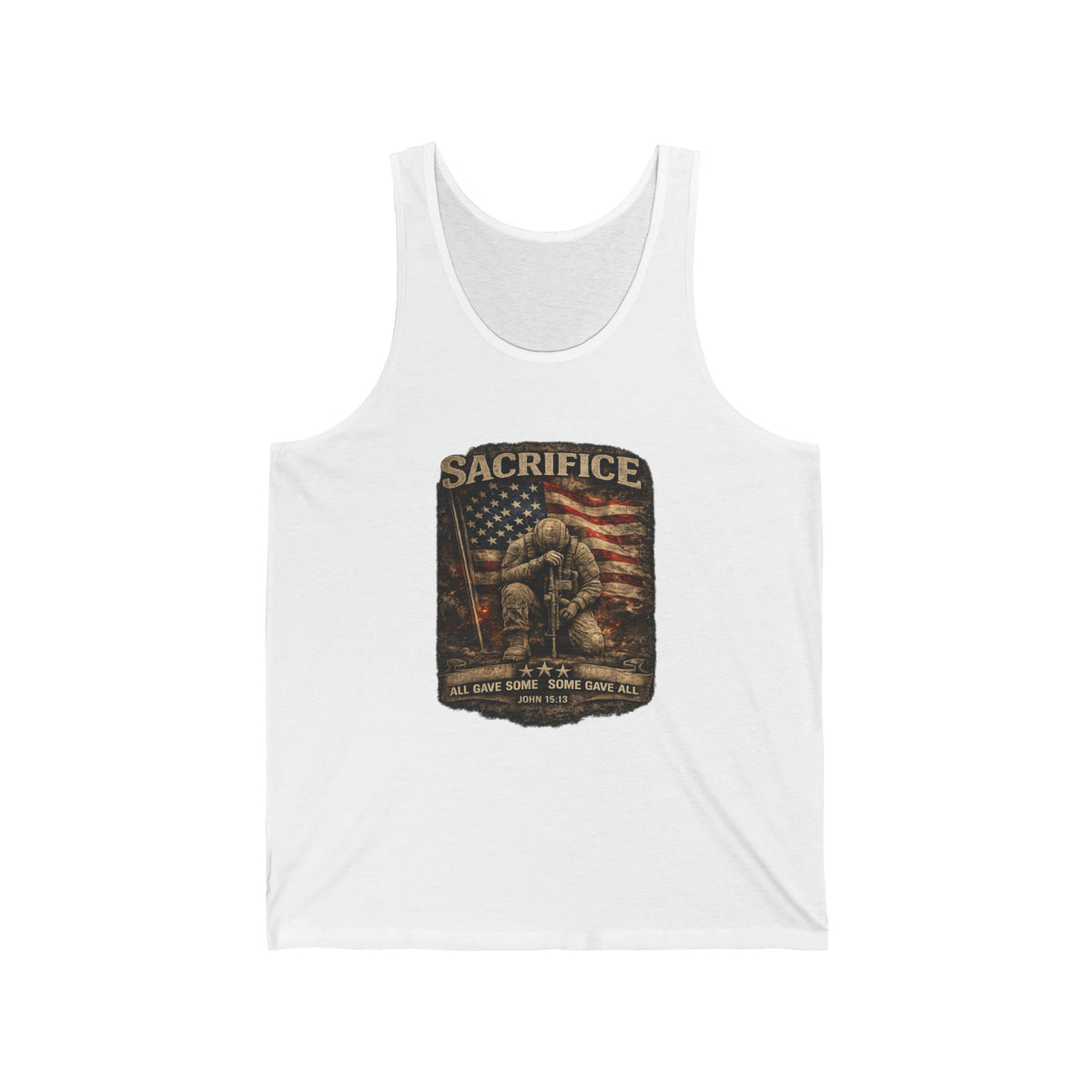 Sacrifice Military Tank Top — American Flag Veteran Tribute Jersey