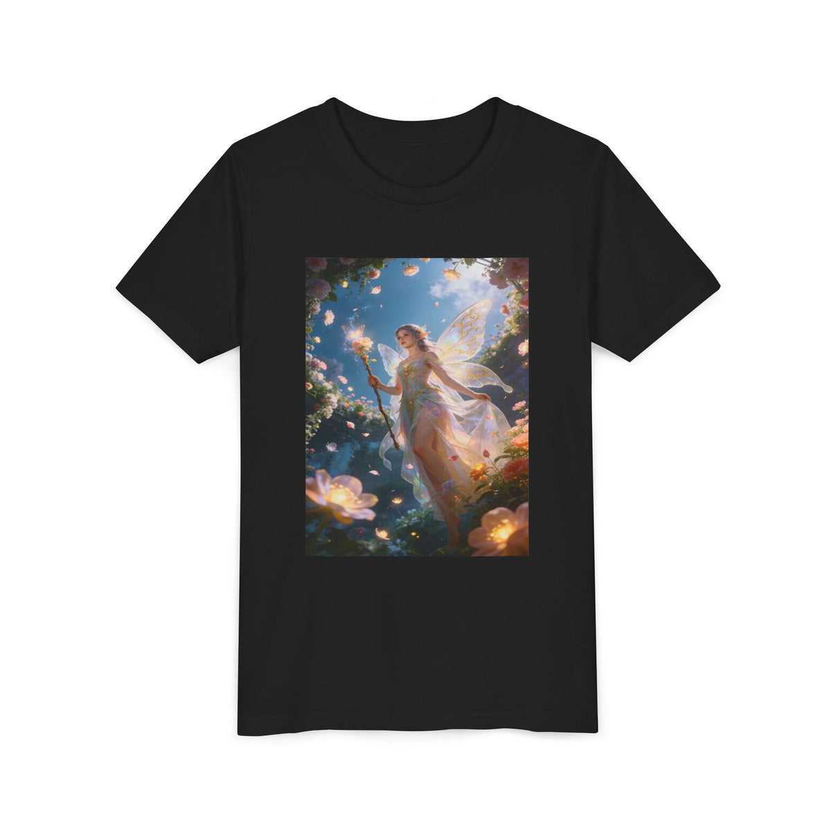 Fairy Glow Youth Tee — Enchanted Forest Fairy Graphic T-Shirt
