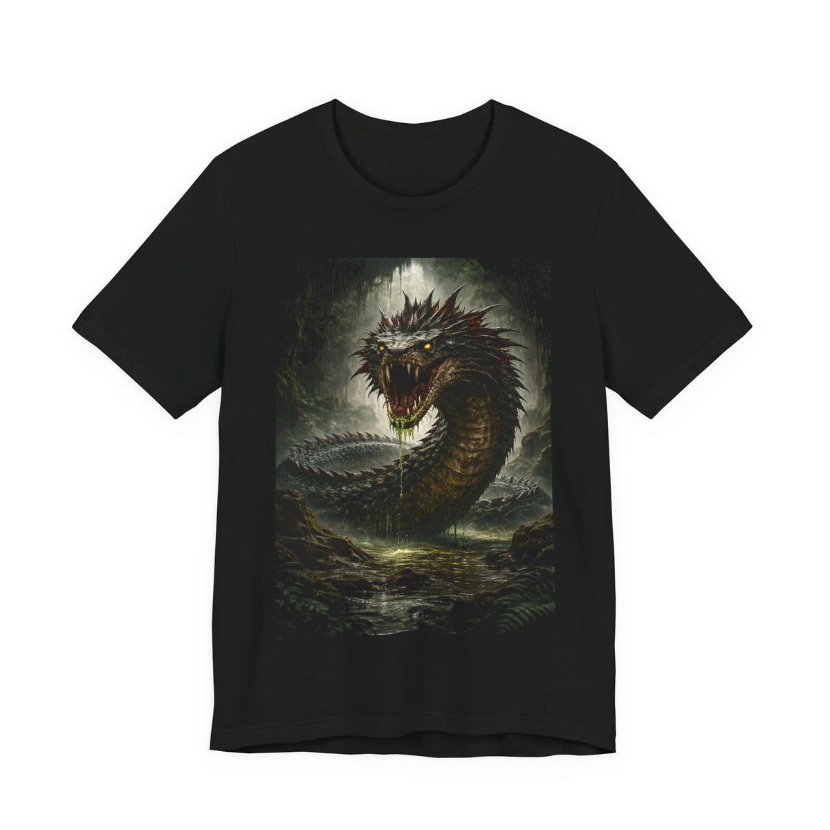 Basilisk Sea Serpent Graphic Tee — Dark Mythical Dragon Shirt