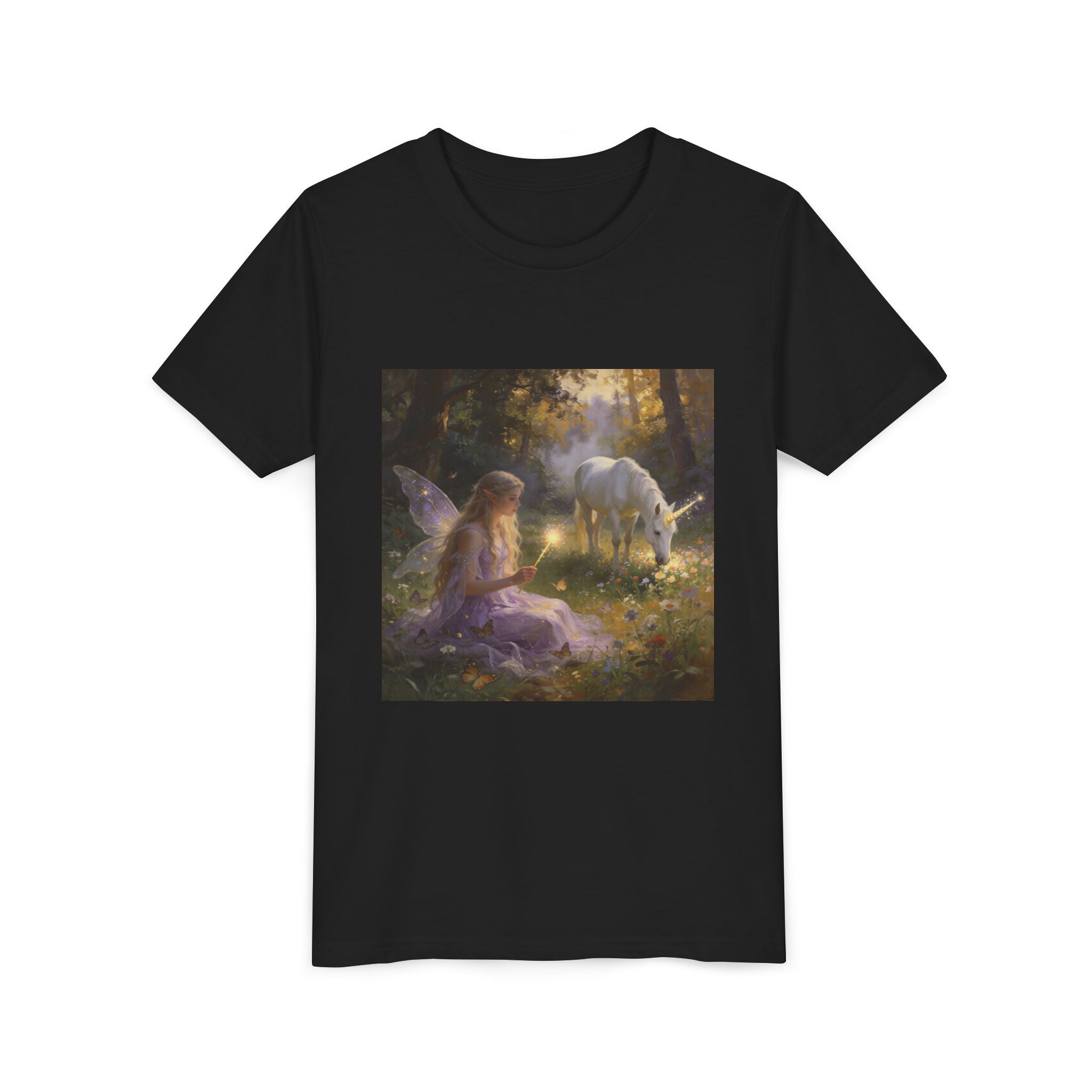 Youth Tee — Fairy and Unicorn Enchanted Forest Design