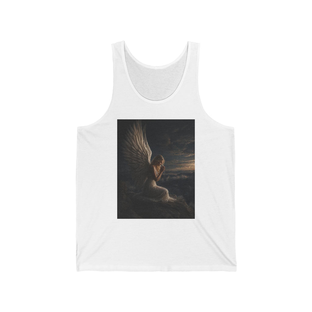 Angel Nightscape Tank Top — Praying Angel Graphic Jersey Tank