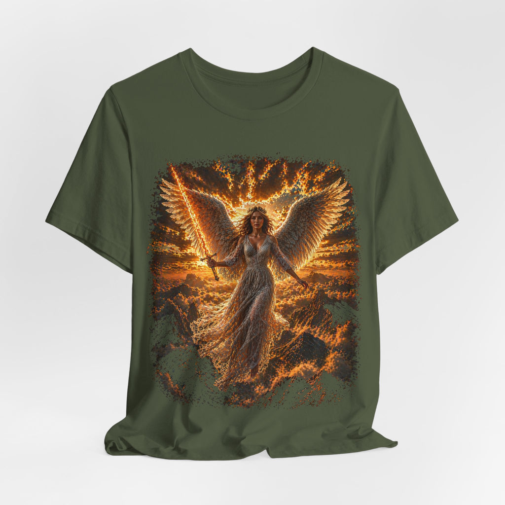 Angel Wings Graphic Tee — Fiery Guardian Angel Design