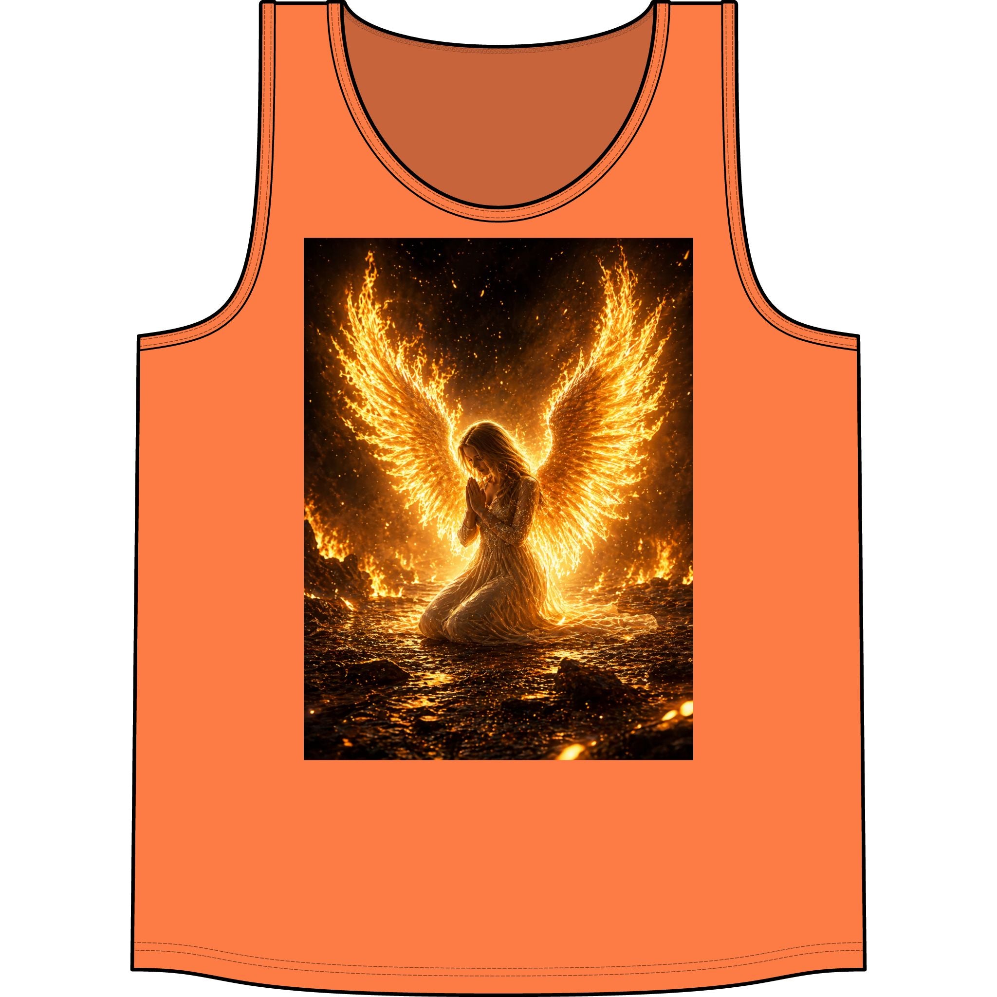 Fiery Angel Tank Top – Golden Phoenix Wing Art Concert Tank