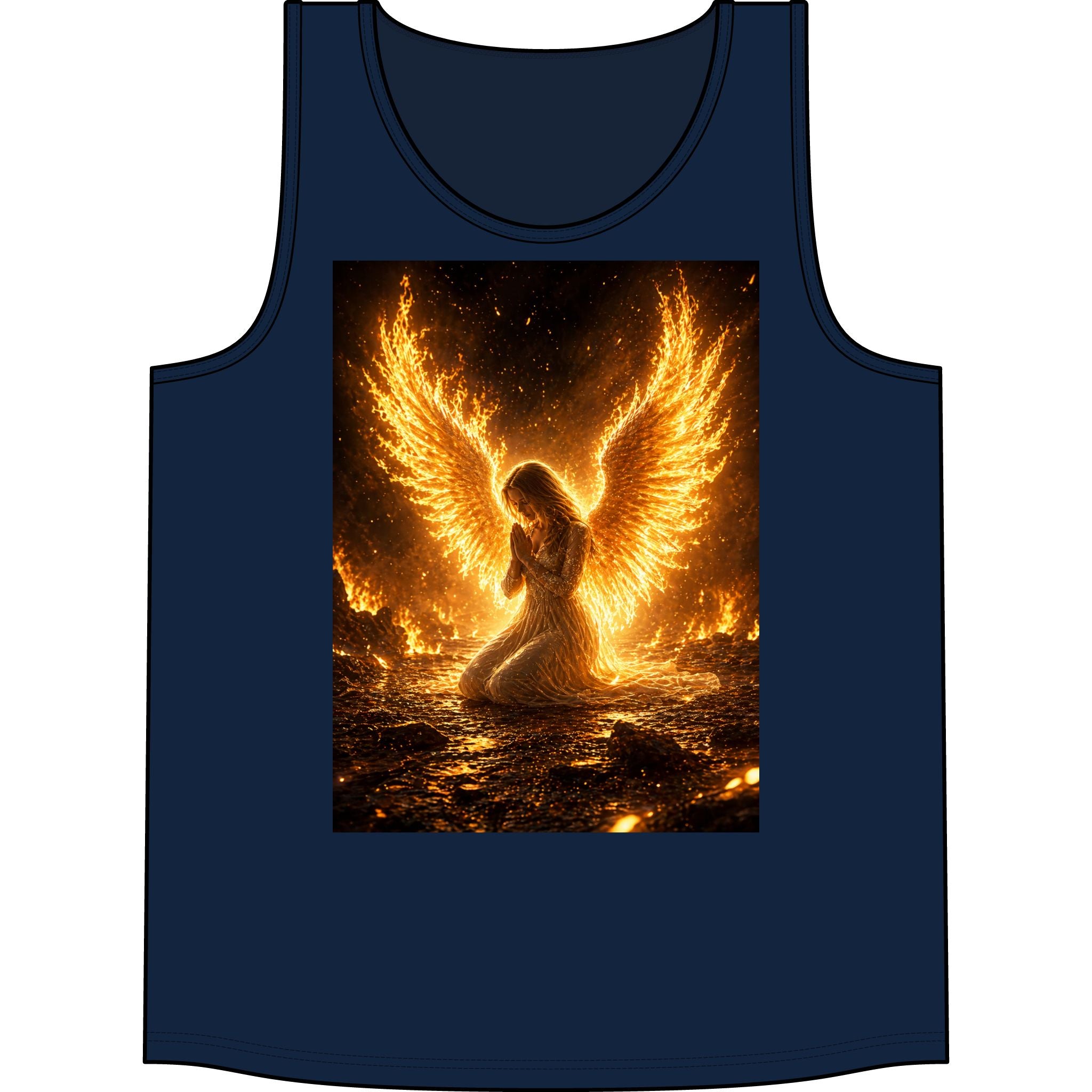 Fiery Angel Tank Top – Golden Phoenix Wing Art Concert Tank