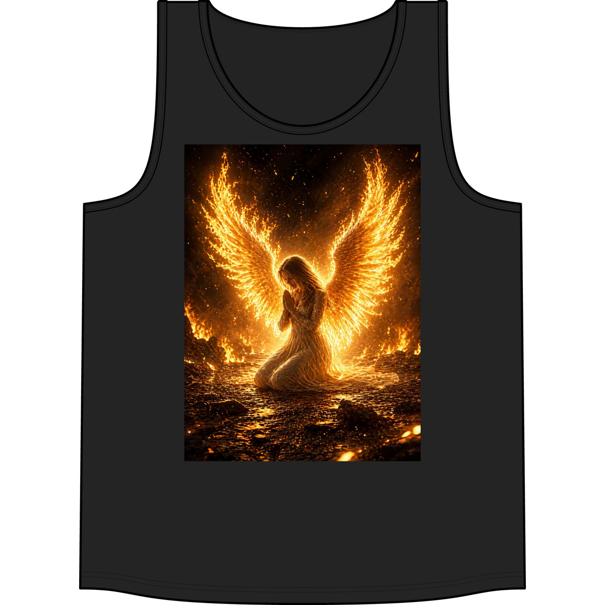 Fiery Angel Tank Top – Golden Phoenix Wing Art Concert Tank