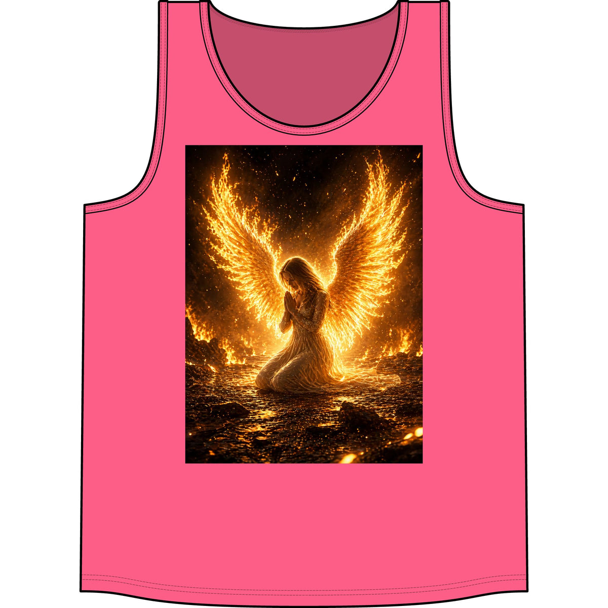 Fiery Angel Tank Top – Golden Phoenix Wing Art Concert Tank