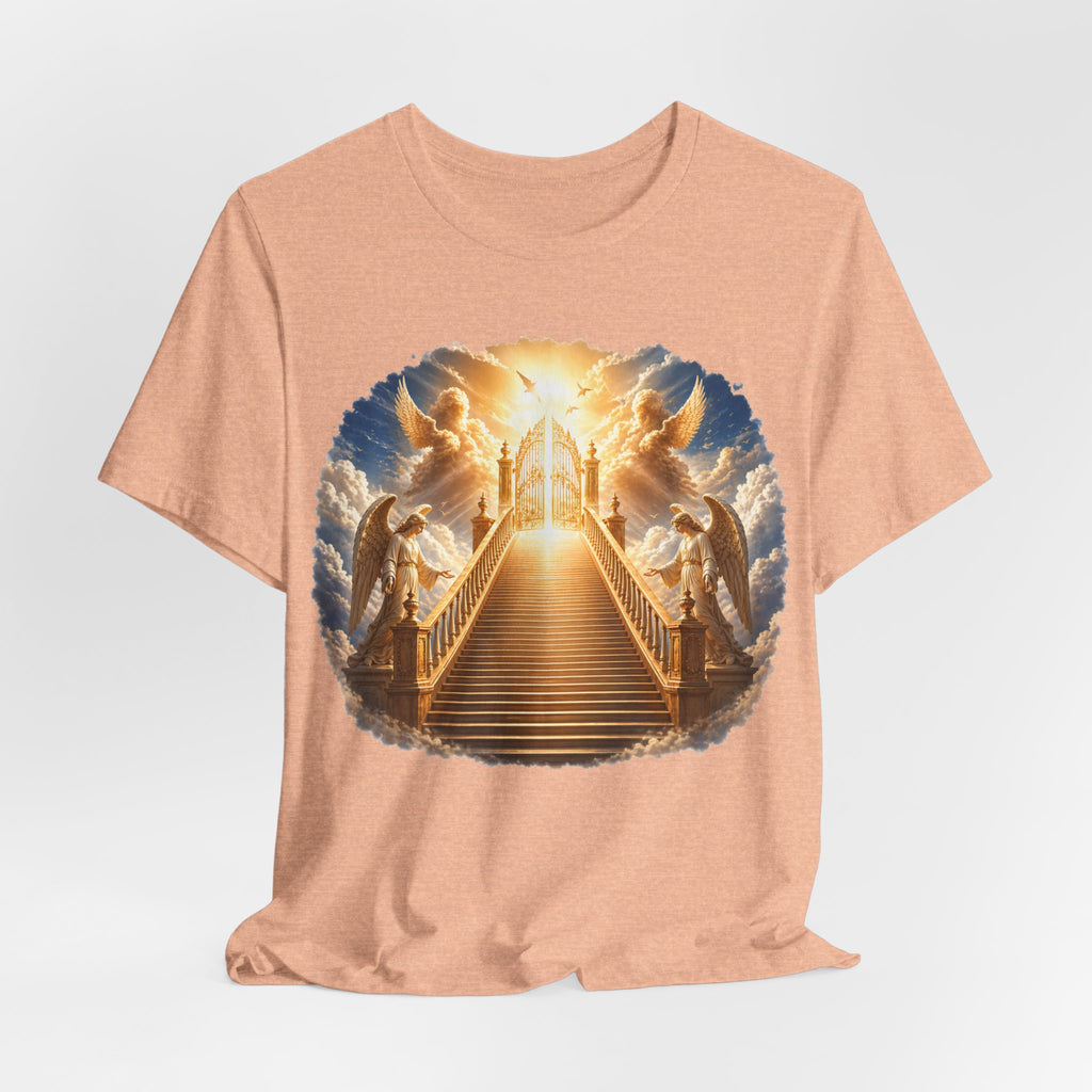 Heavenly Golden Stairway T‑Shirt — Angelic Gates Spiritual Tee