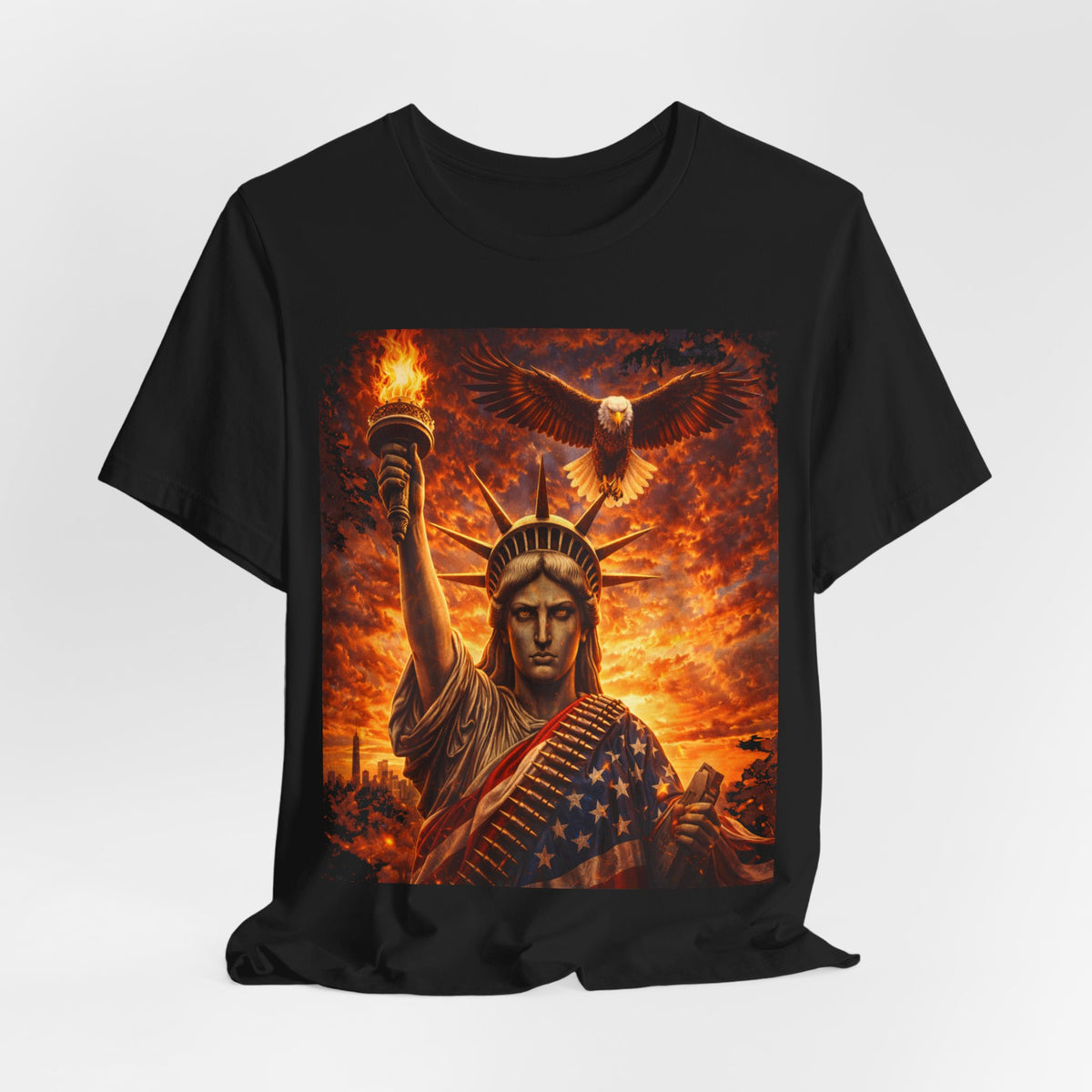 Statue of Liberty Eagle Graphic Tee — Patriotic American Flag T-Shirt