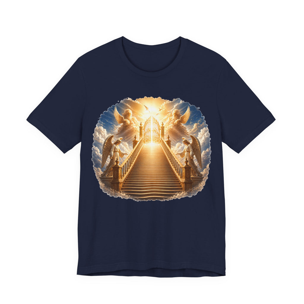 Heavenly Golden Stairway T‑Shirt — Angelic Gates Spiritual Tee