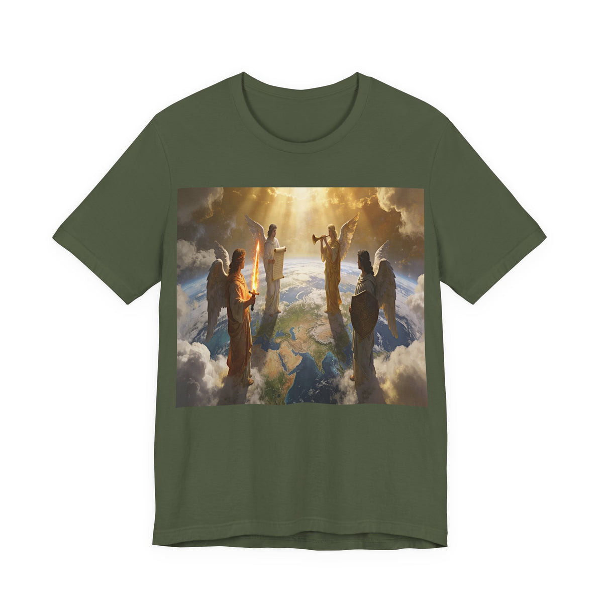 Christian Angel Choir T‑Shirt – Heavenly Worship Scene Tee Revelation 7:1-3