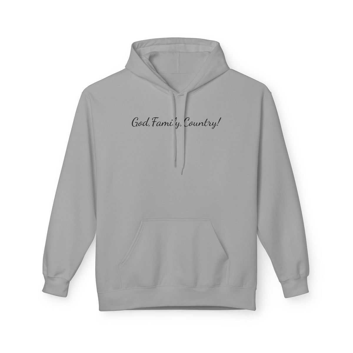 God, Family & Country Hoodie - Minimal Script Pullover for Patriotic Faithwear