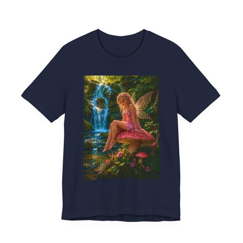 Fairy Garden T-Shirt – Enchanted Pink Fairy by Waterfall