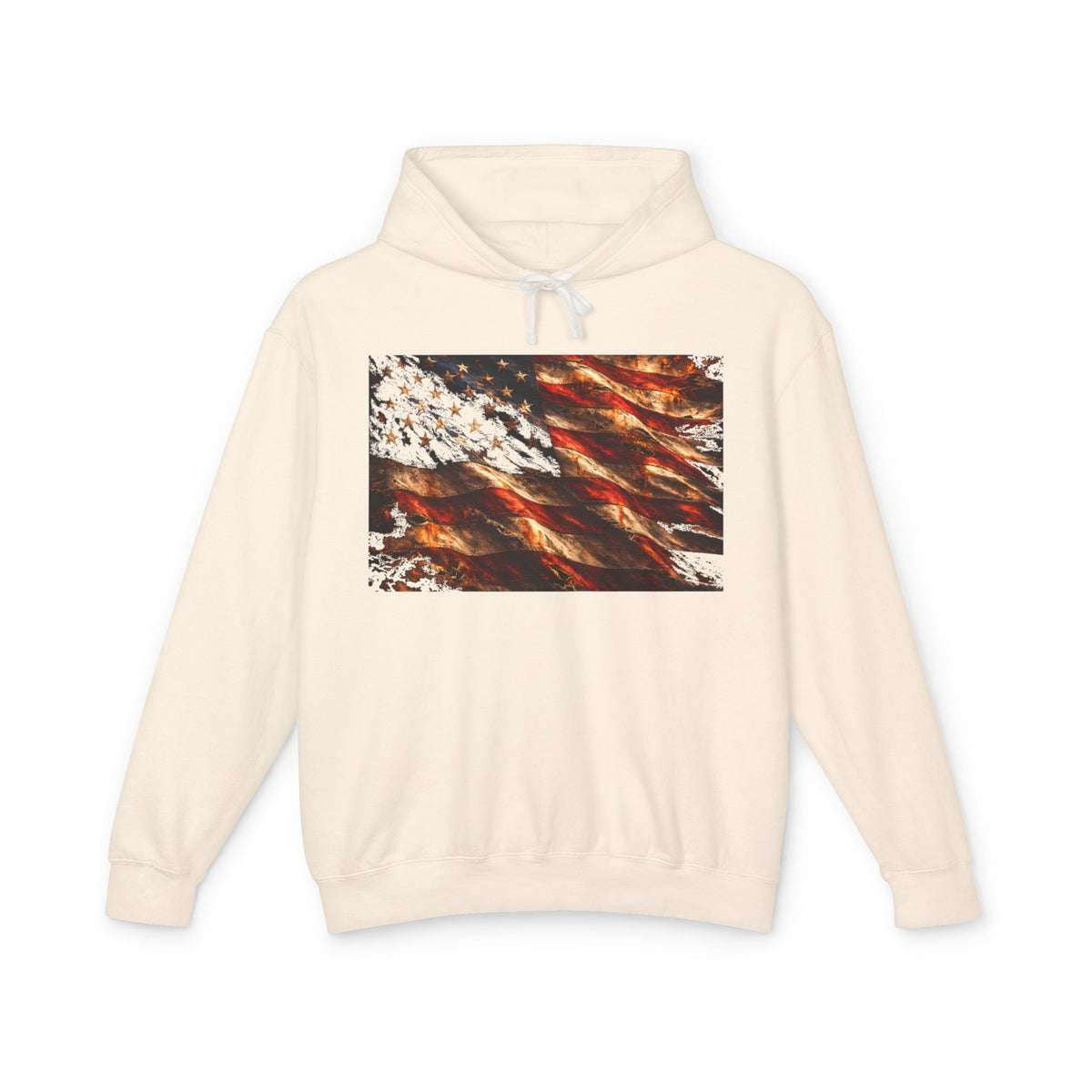 USA Abstract American Flag Hoodie — Distressed Stars & Stripes Pullover