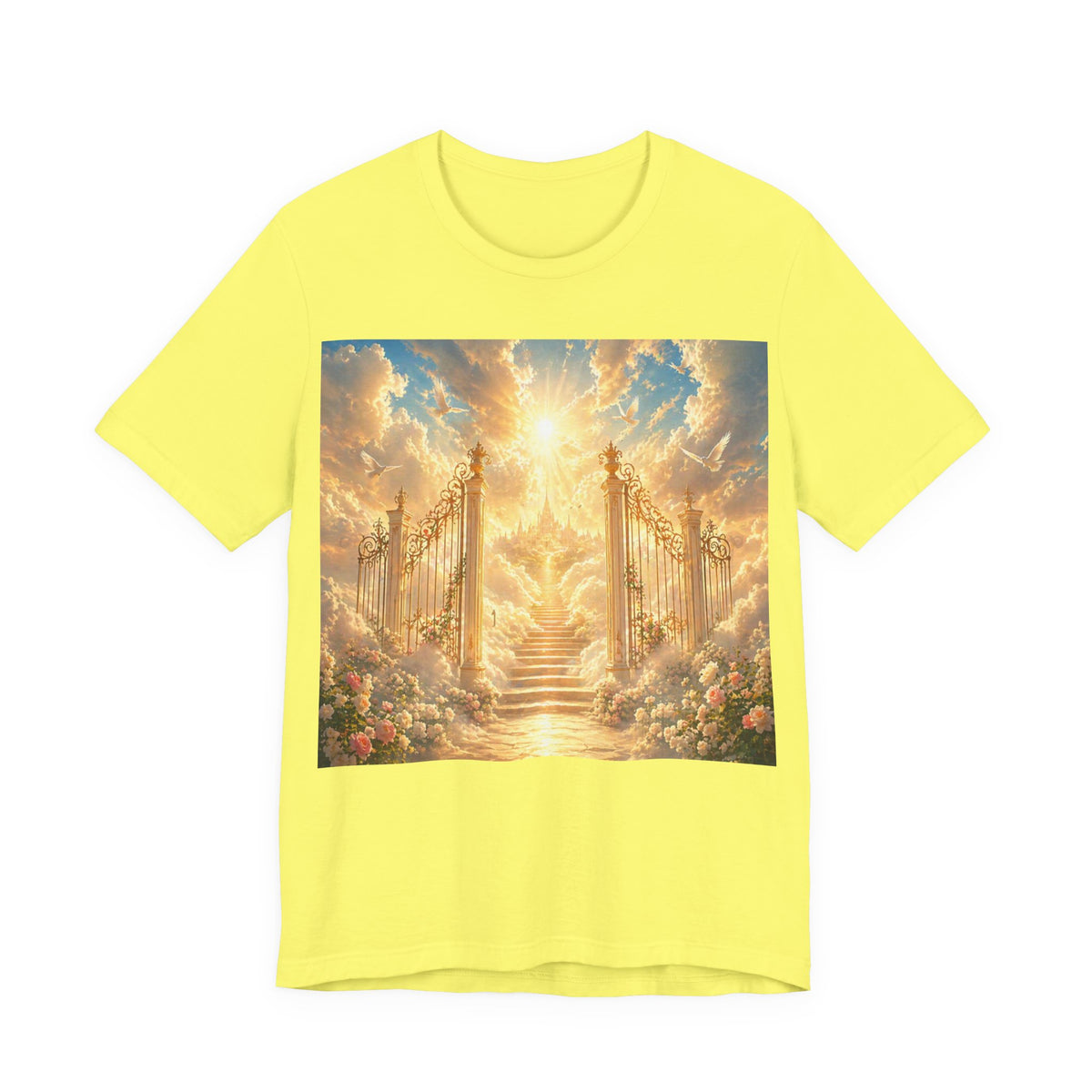 Heavenly Gates Graphic Tee — Celestial Stairs & Sunlight T-Shirt