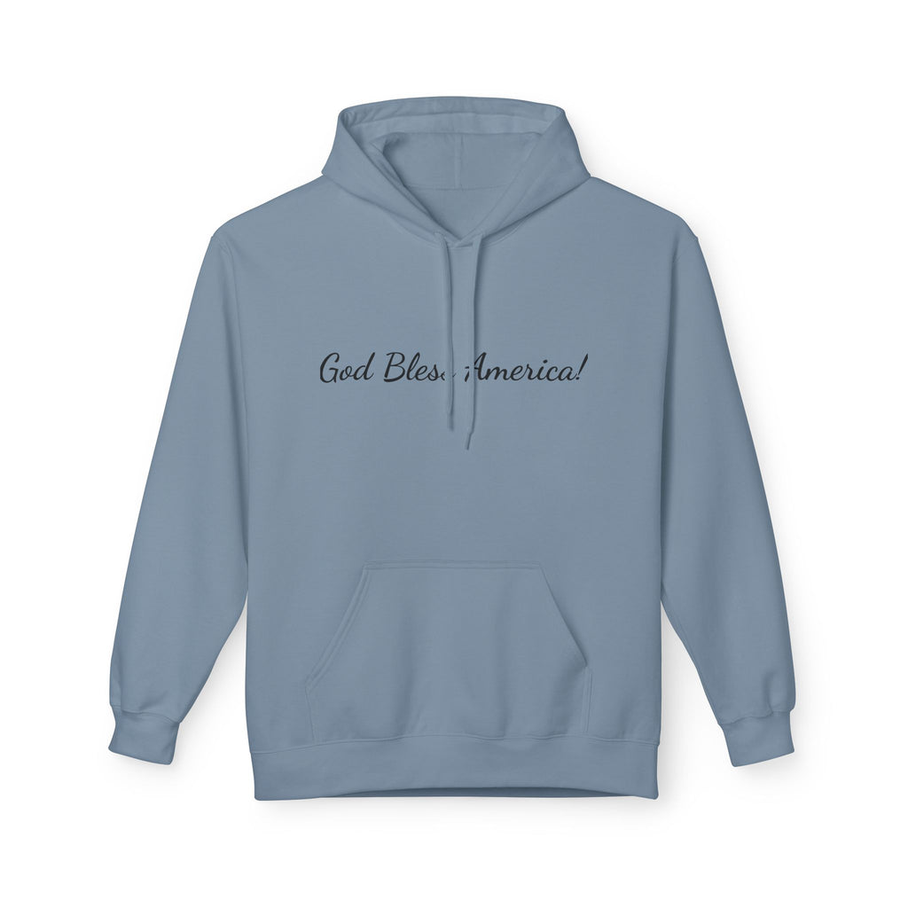 God Bless America! Script Hoodie — Patriotic Lightweight Fleece Hoodie