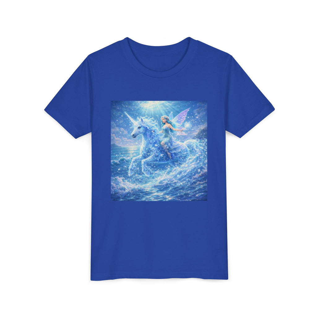 Kids Unicorn Fairy Tee — Magical Blue Pegasus Graphic Youth T-Shirt